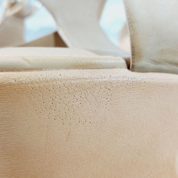 New NINE WEST Openit 9 Beige Vegan Platform Sandal D1041 - Picture 13 of 15